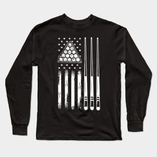 American Flag Billiard Pool Player Long Sleeve T-Shirt